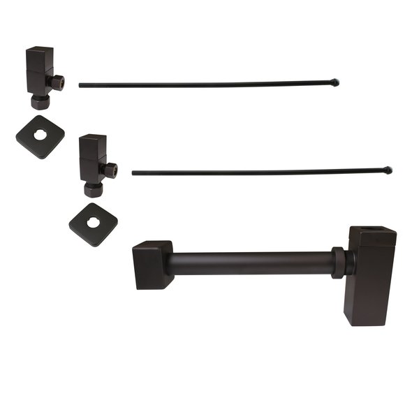 Westbrass Qubic 1/4-Turn Lavatory Supply Kit W/ Valves & Risers in Oil Rubbed Bronze D1338QSL-12